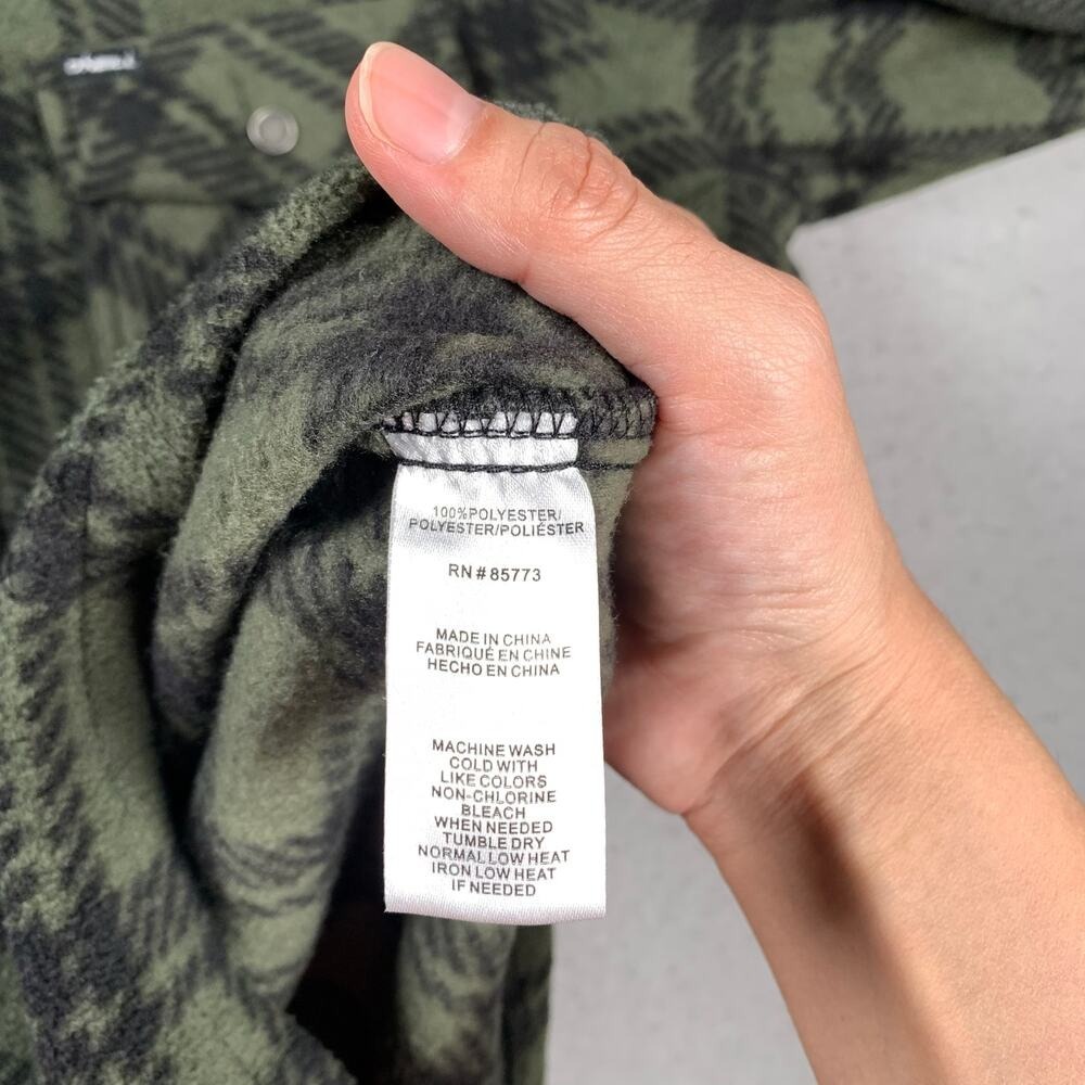 O'neill Shirt Mens Large Super Fleece Icecap Flannel Snap Button Plaid Green - Picture 5 of 10